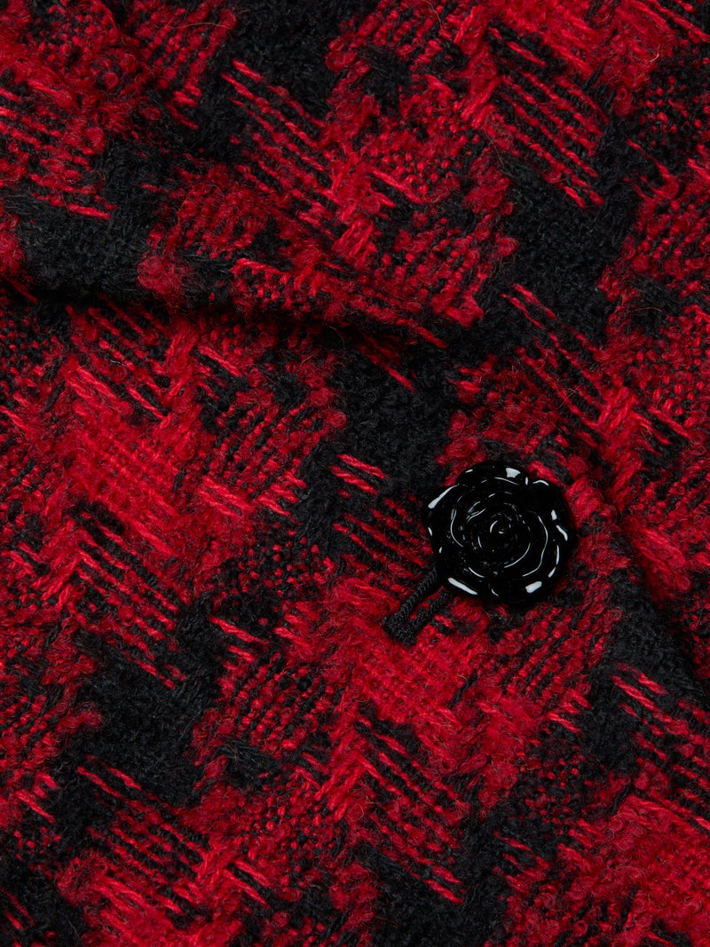 Kaisley Tweed Blazer Red Black Houndstooth