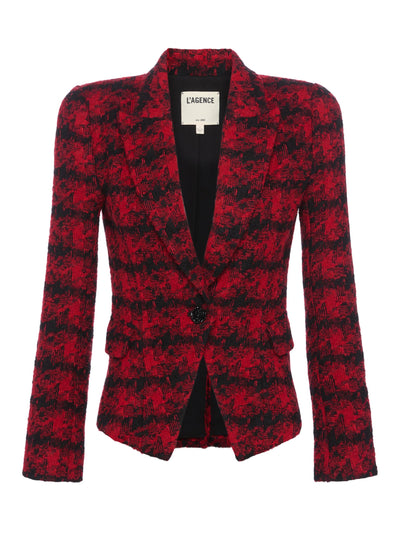 Kaisley Tweed Blazer Red Black Houndstooth