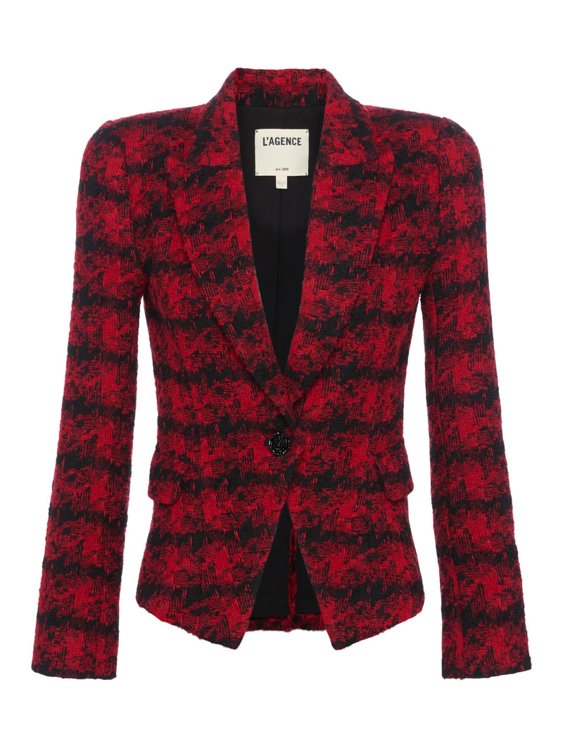 Kaisley Tweed Blazer Red Black Houndstooth