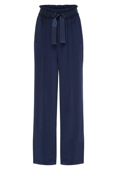 Satin Trousers With Pleats Navy