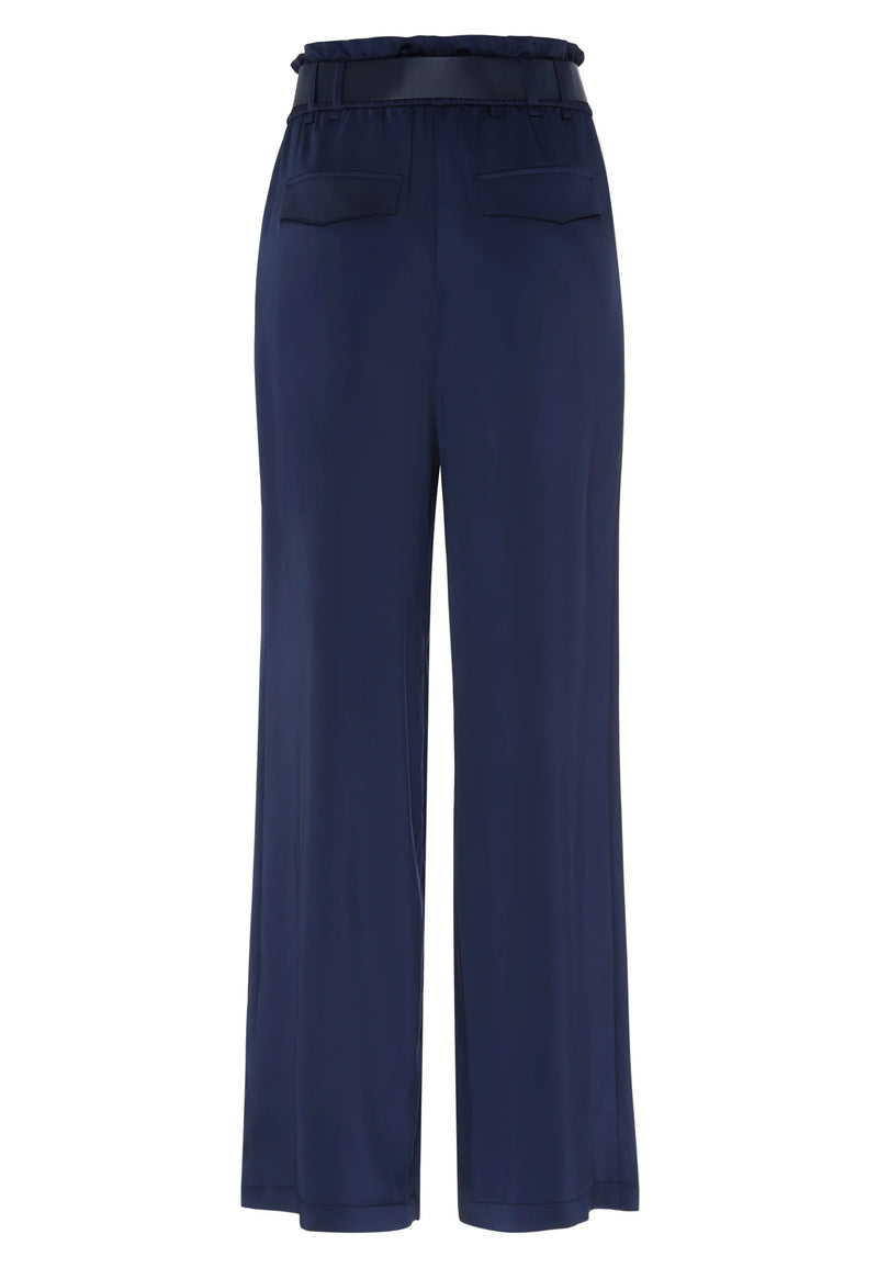 Satin Trousers With Pleats Navy