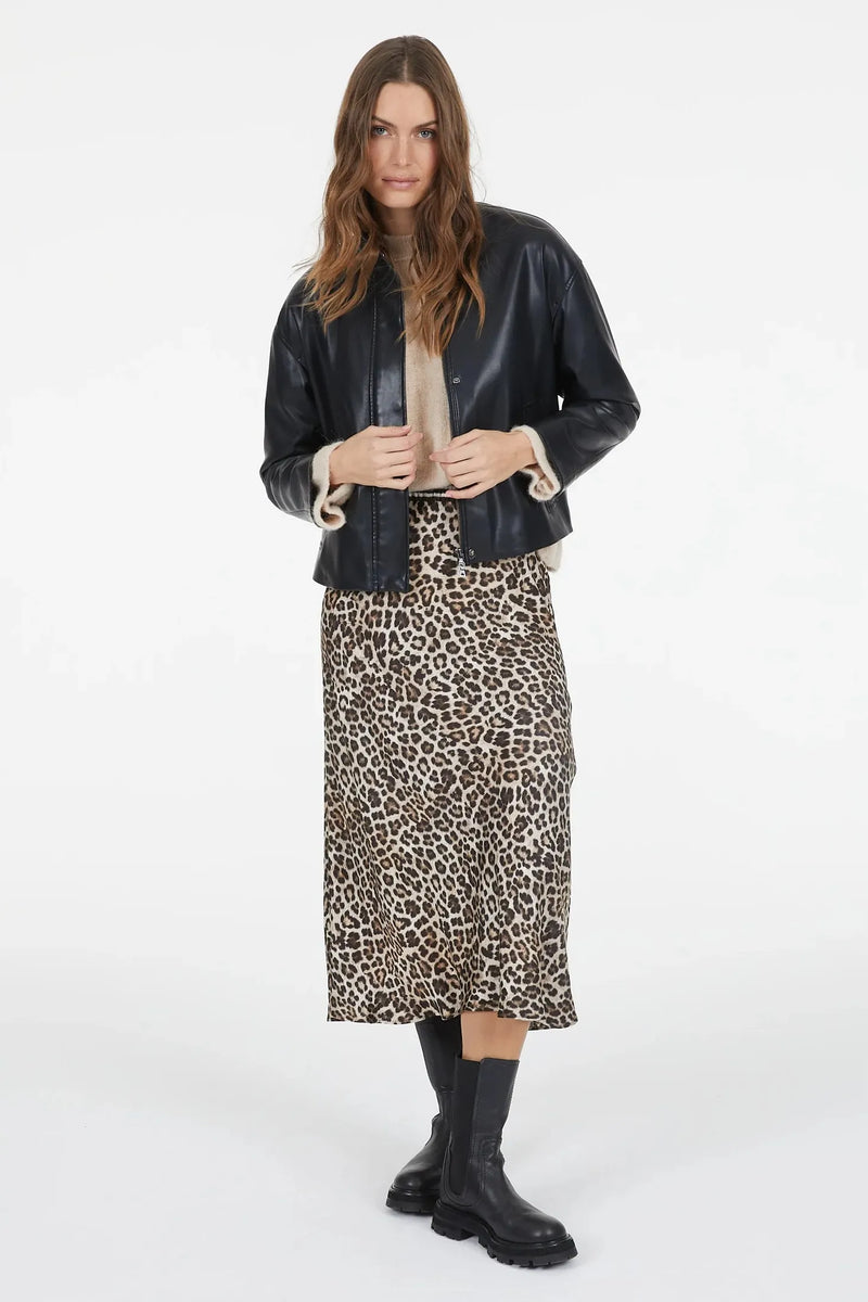 Midi Skirt With Leo Print And Stripes