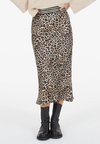 Midi Skirt With Leo Print And Stripes