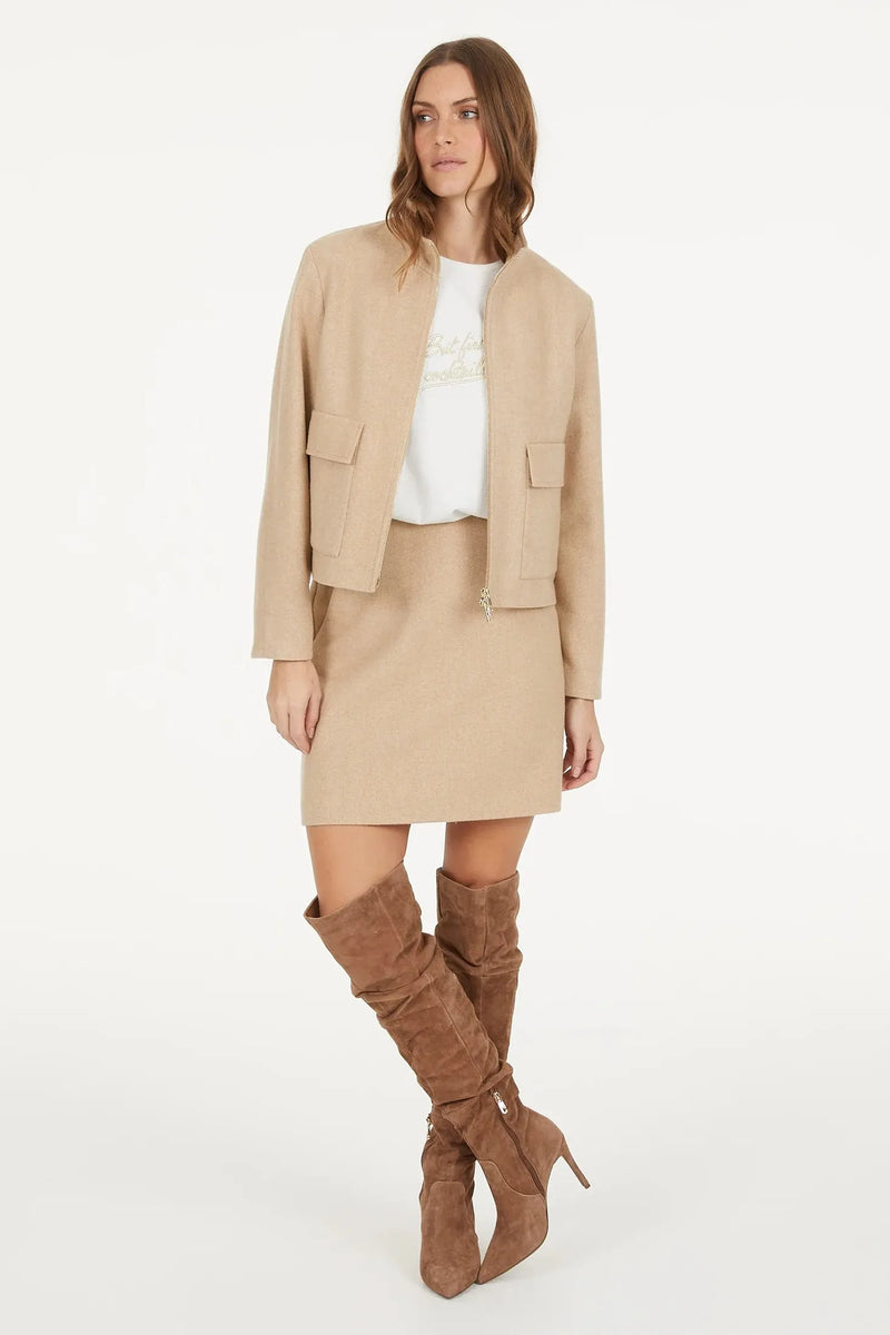 Skirt In Italian Wool Blend Beige