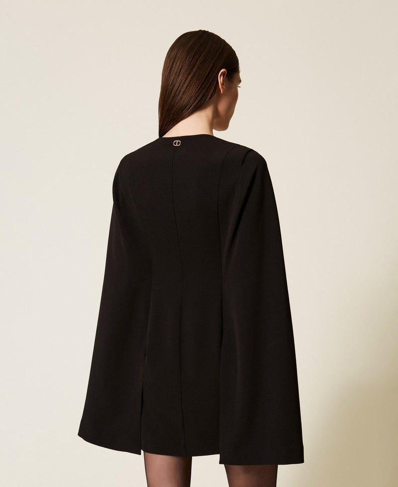 Short Crêpe Cape Dress Black