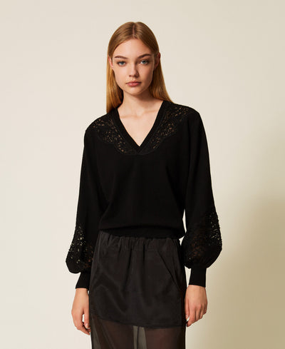 Jumper With Embroidered Inlays Black