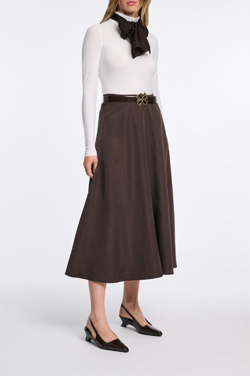 Subtle Shine Wedge Slingback Chocolate Tweed