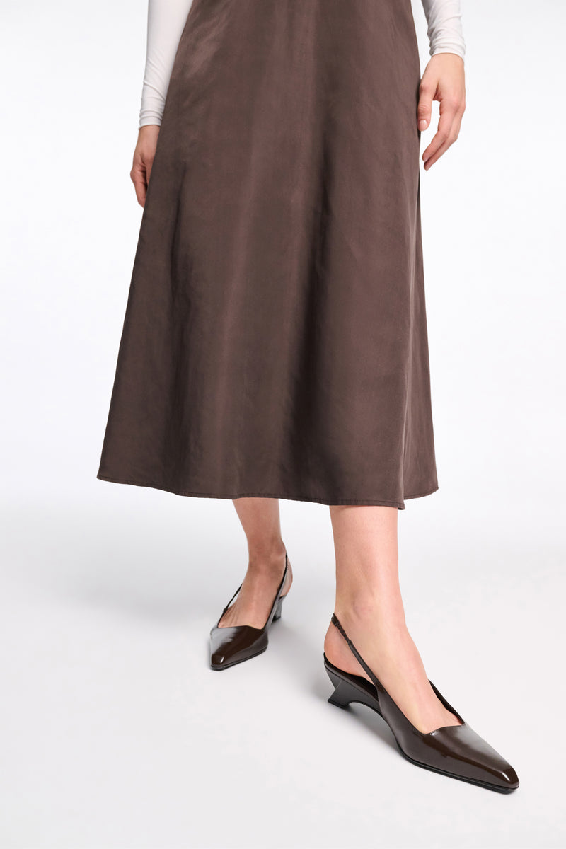 Subtle Shine Wedge Slingback Chocolate Tweed