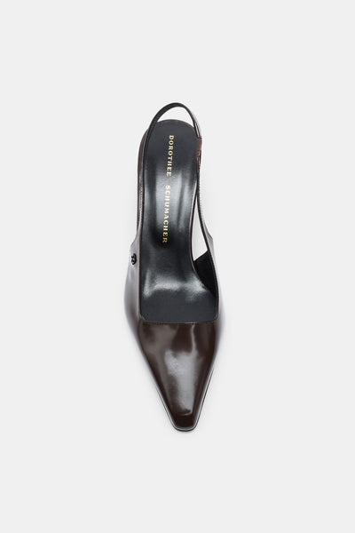 Subtle Shine Wedge Slingback Chocolate Tweed