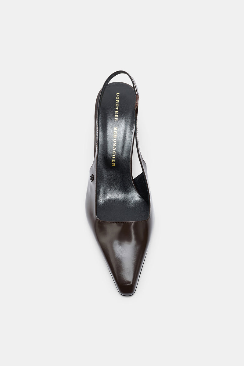 Subtle Shine Wedge Slingback Chocolate Tweed