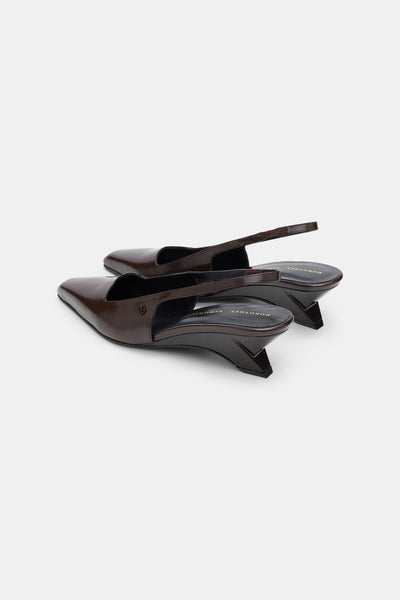 Subtle Shine Wedge Slingback Chocolate Tweed