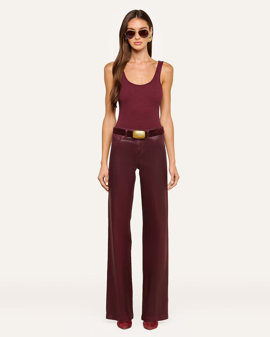 Clayton Coated Wide-Leg Jean Deep Sangria Coated