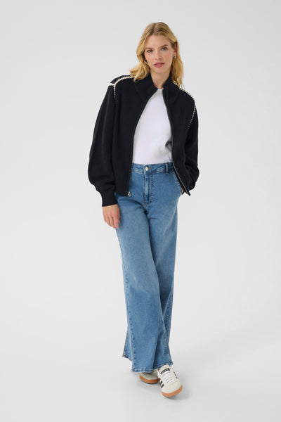 Semera Knit Zip Up Dark Navy/Whitecap Gray Stitch