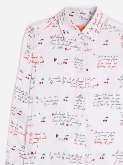 Cherry And Letters Print Shirt