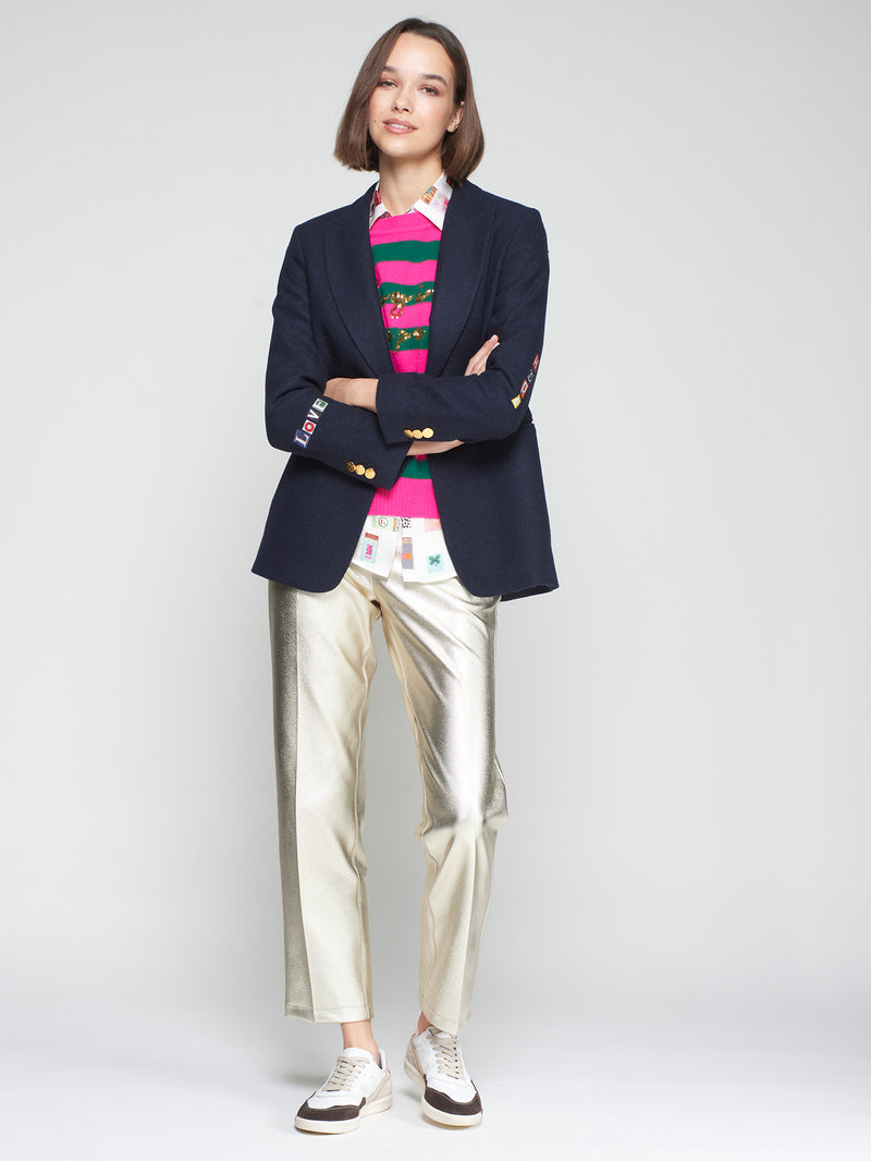 Navy Wool Blazer Graffiti