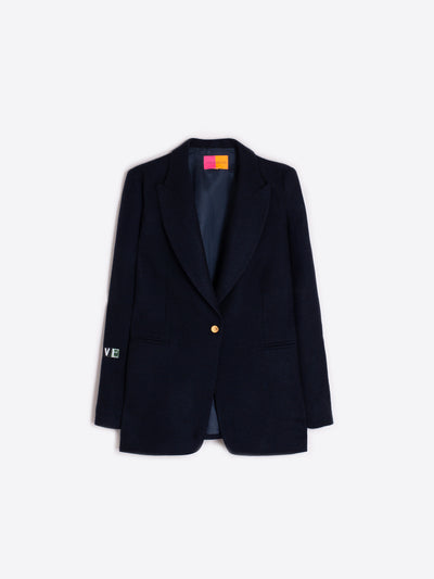 Navy Wool Blazer Graffiti