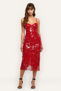 Makena Sequin Pencil Skirt Red Sequin