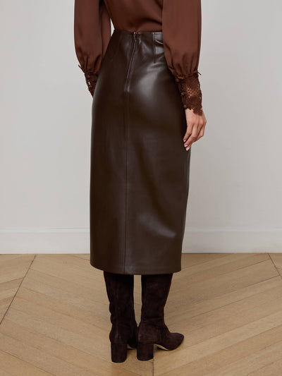 Lilou Vegan Leather Skirt Coffee Bean
