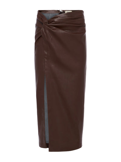 Lilou Vegan Leather Skirt Coffee Bean