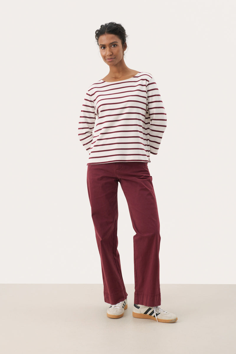 Nela Boat Neck Top Tawny Port Stripe