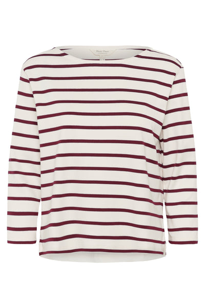 Nela Boat Neck Top Tawny Port Stripe