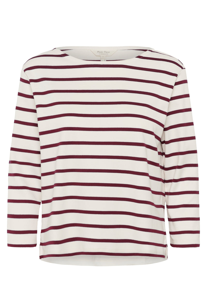 Nela Boat Neck Top Tawny Port Stripe