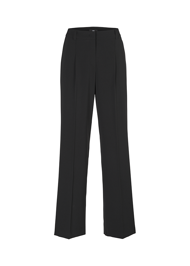Wide Fit Trousers with High Waistband Black