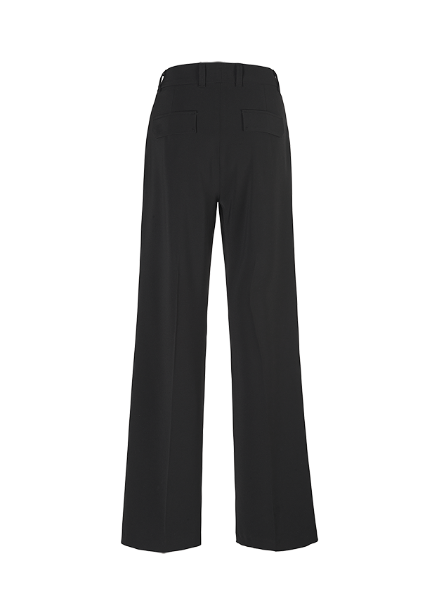 Wide Fit Trousers with High Waistband Black