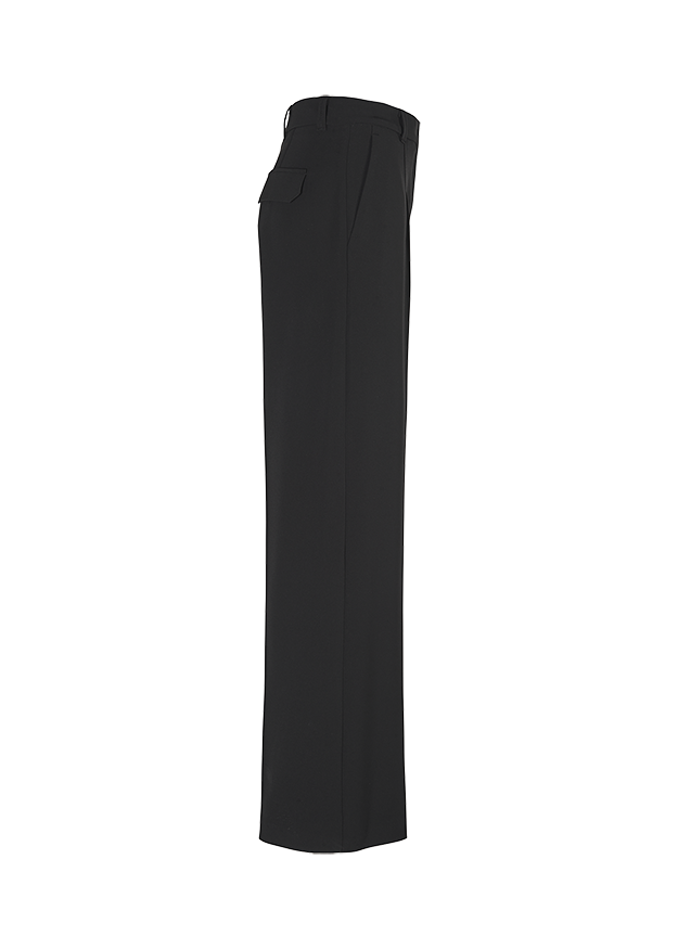 Wide Fit Trousers with High Waistband Black