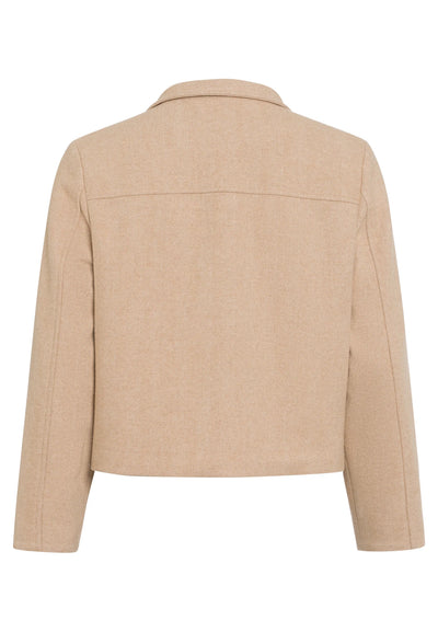 Jacket With Pockets In Italian Wool Blend Beige