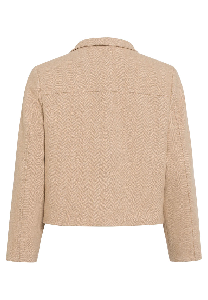 Jacket With Pockets In Italian Wool Blend Beige