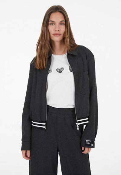Jacket With Contrasting Waistband Grey