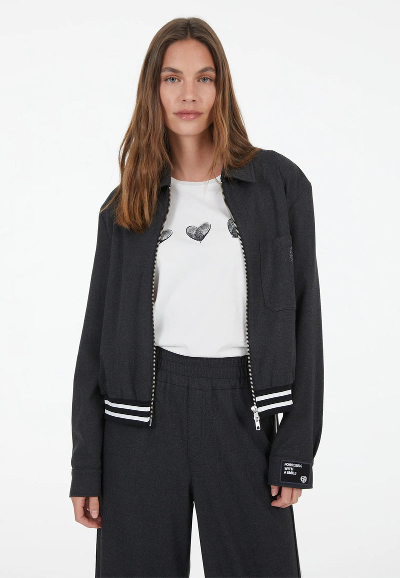 Jacket With Contrasting Waistband Grey