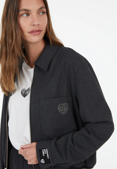 Jacket With Contrasting Waistband Grey