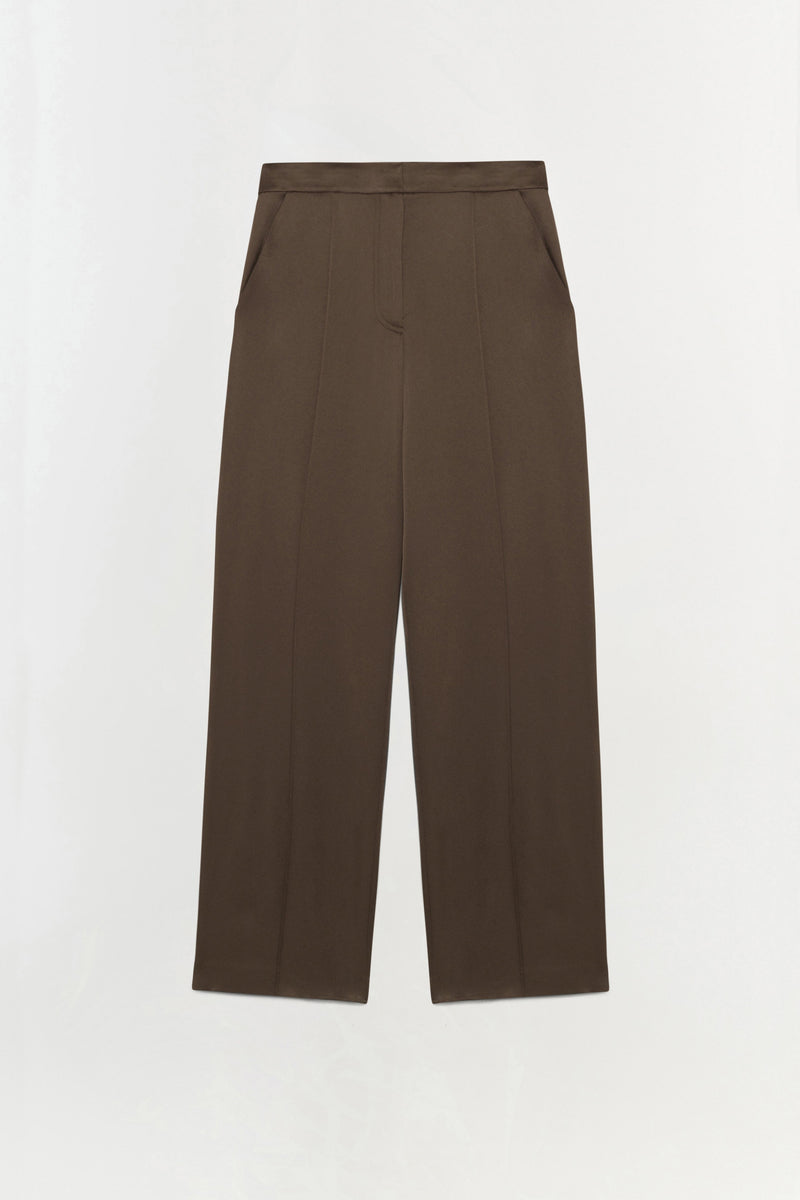 Kyra Satin Wide Leg Pant Chocolate