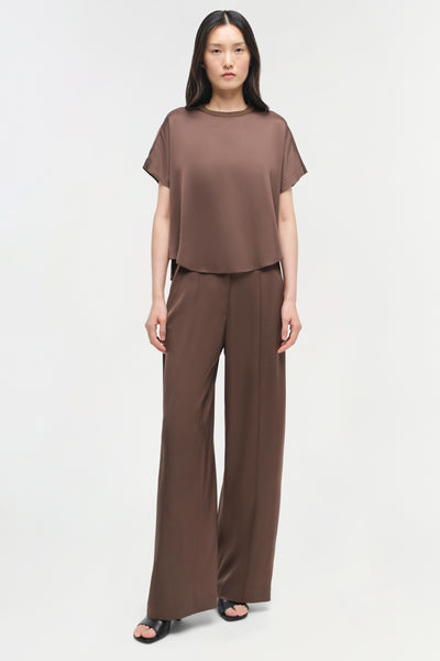 Kyra Satin Wide Leg Pant Chocolate