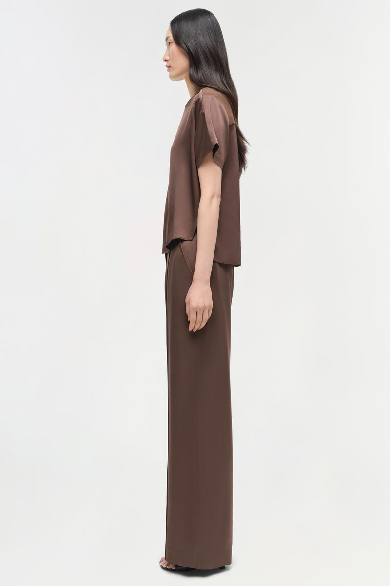 Kyra Satin Wide Leg Pant Chocolate