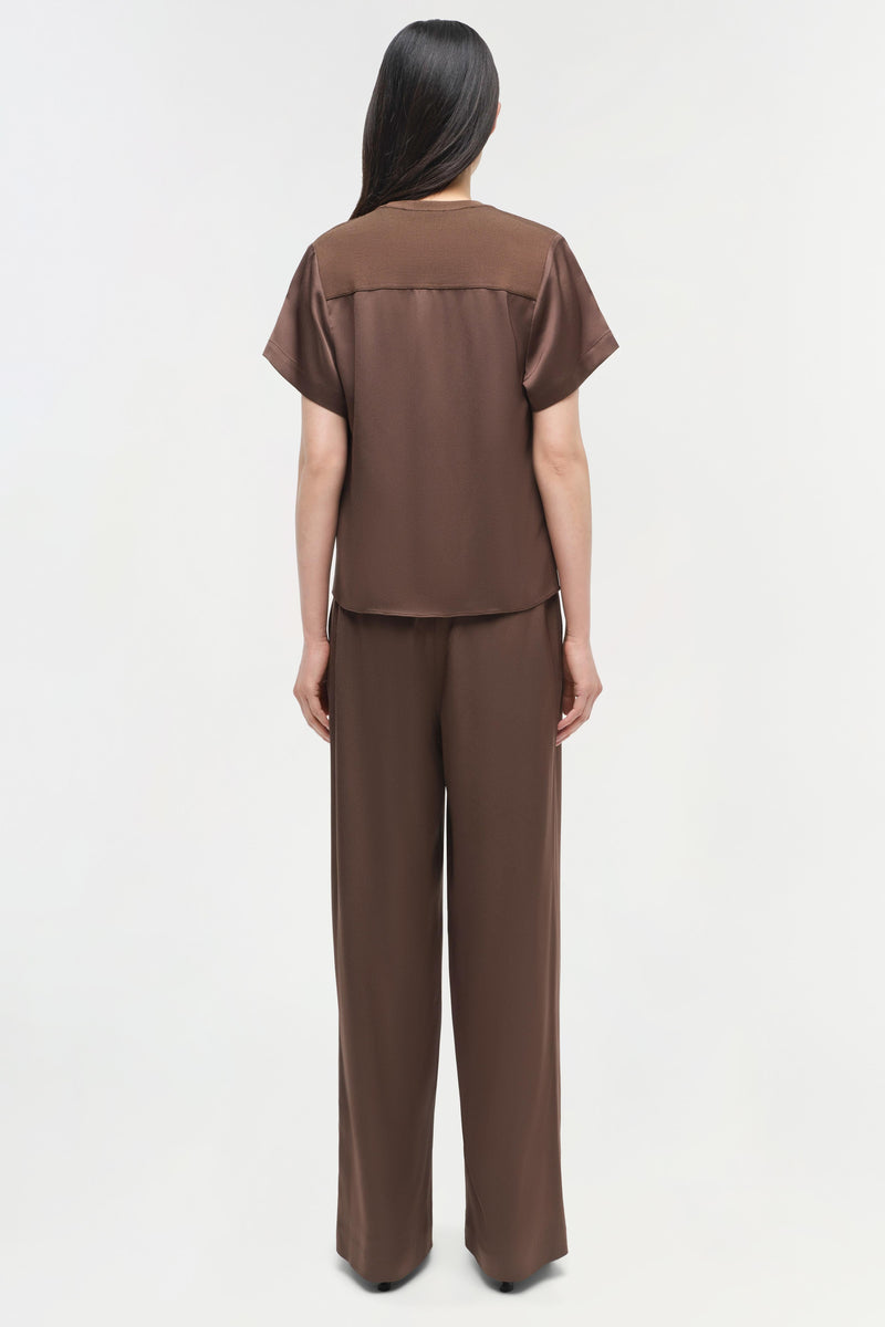 Kyra Satin Wide Leg Pant Chocolate