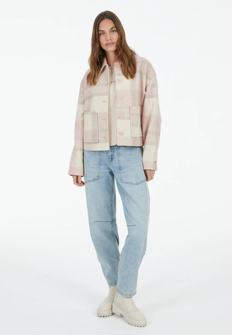 Jacket In Brushed Wool Blend Biscuit Powder Blush Varied