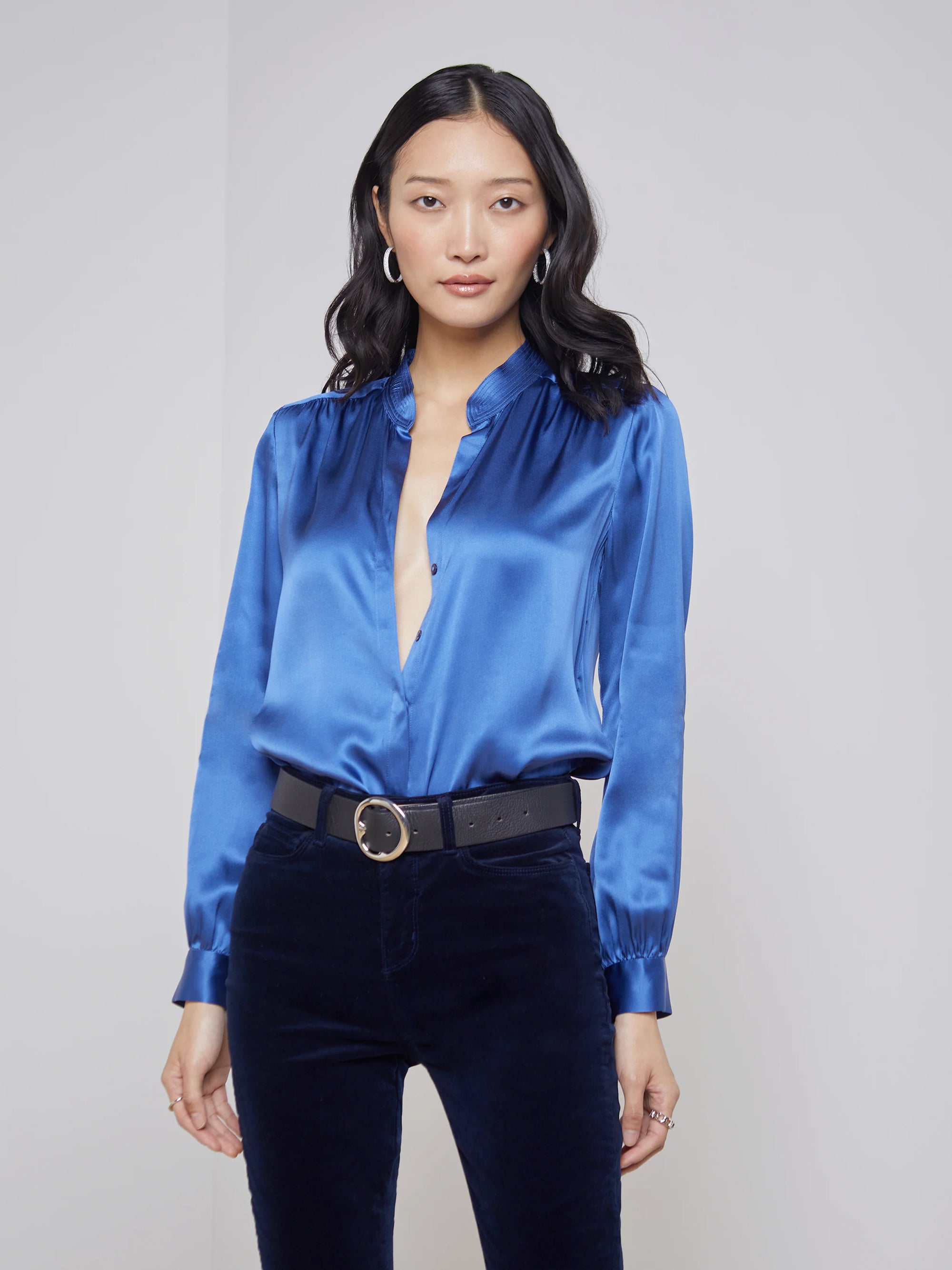 Bianca Band Collar Blouse by L'agence