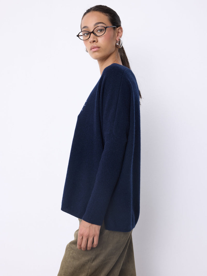 Hannah Cashmere Poncho Jumper Navy