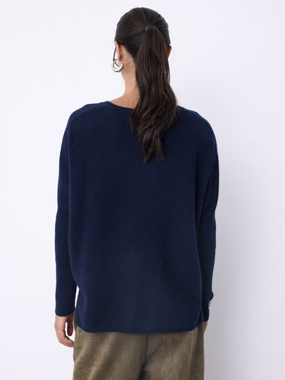 Hannah Cashmere Poncho Jumper Navy