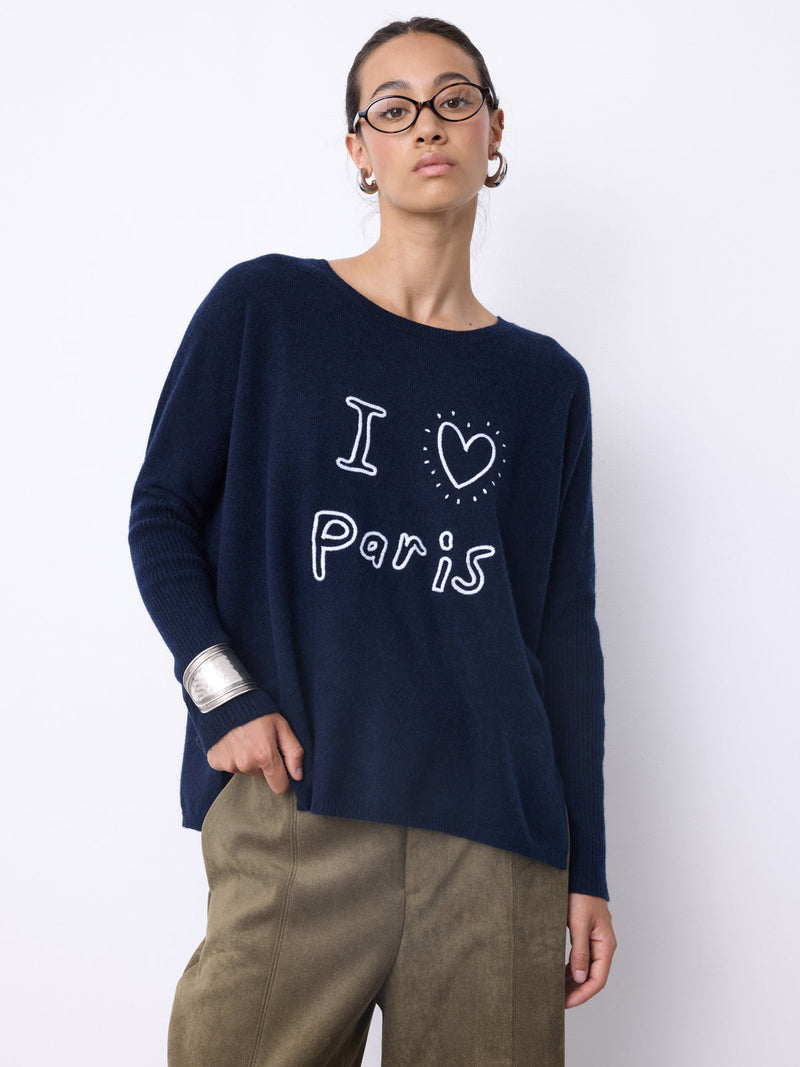 Hannah Cashmere Poncho Jumper Navy