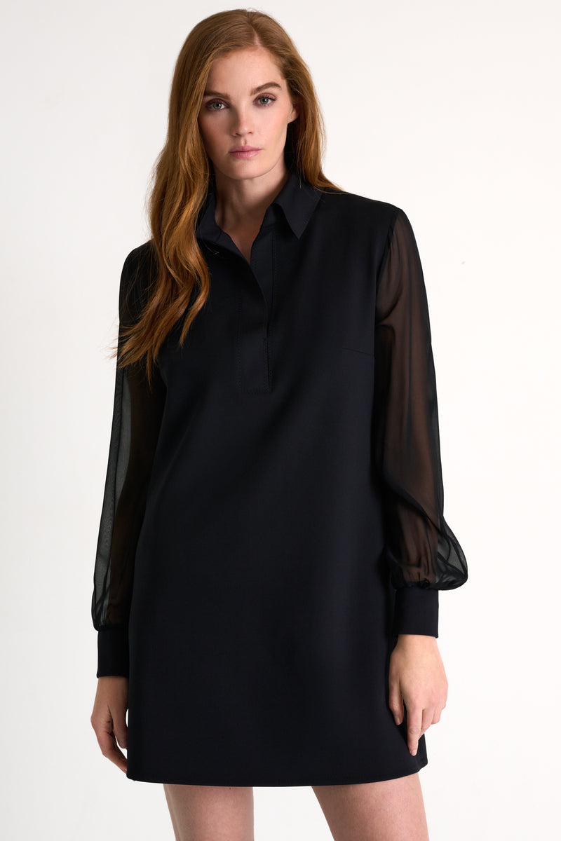 Modern Silk Detailed Dress Black