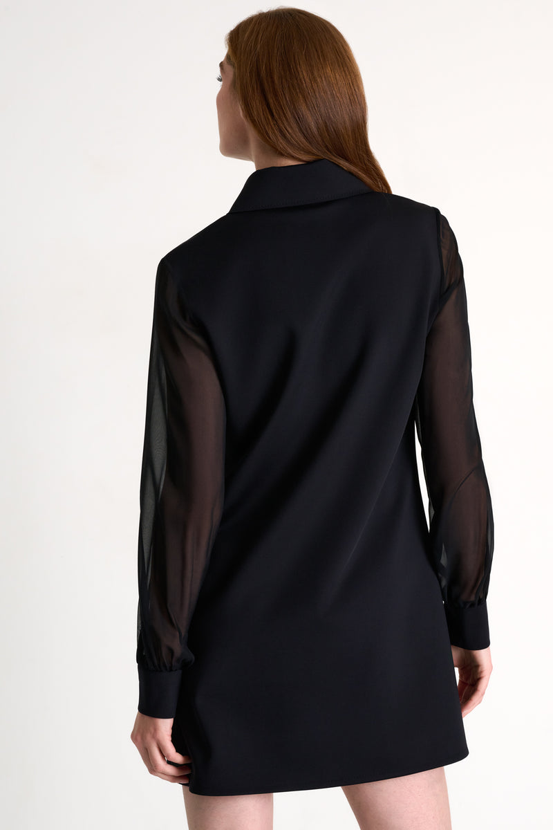 Modern Silk Detailed Dress Black