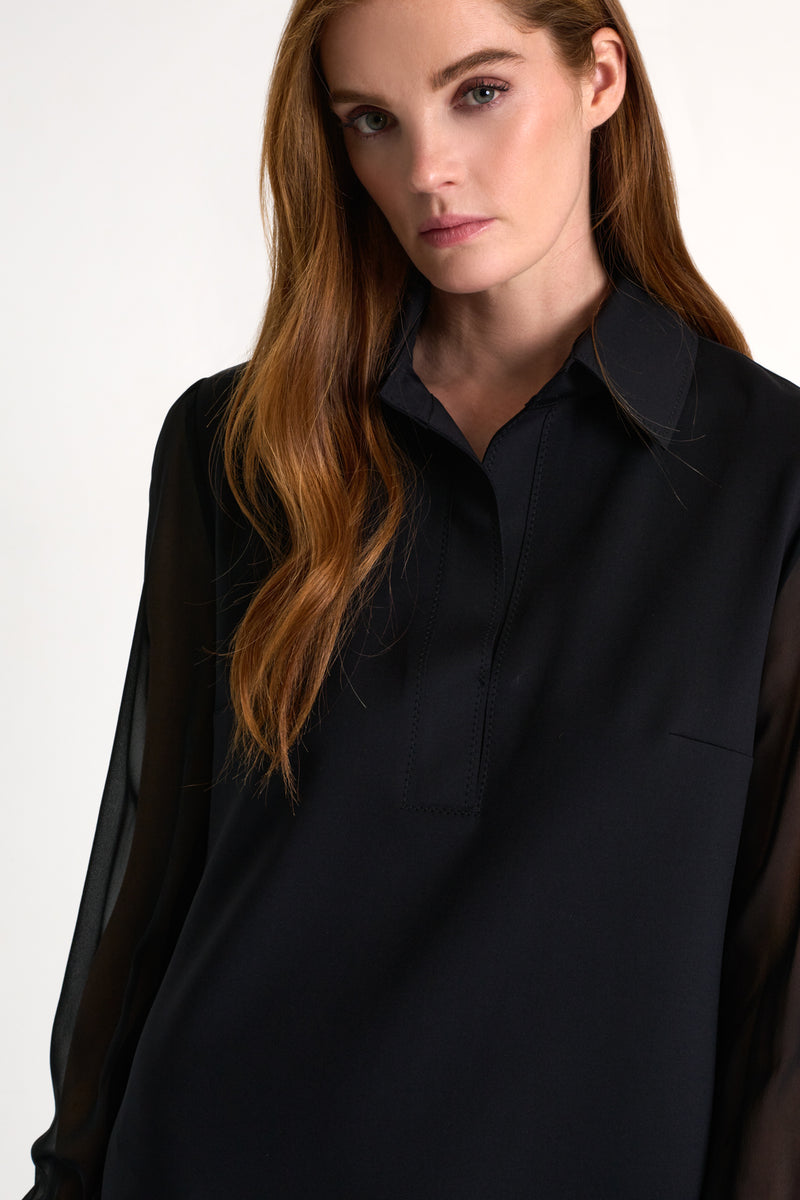 Modern Silk Detailed Dress Black