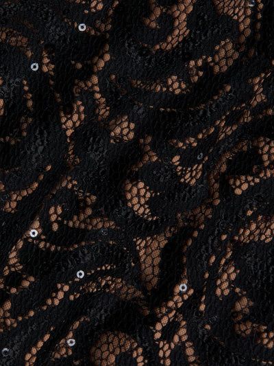 Lindsay Sequinned Lace Dress Black