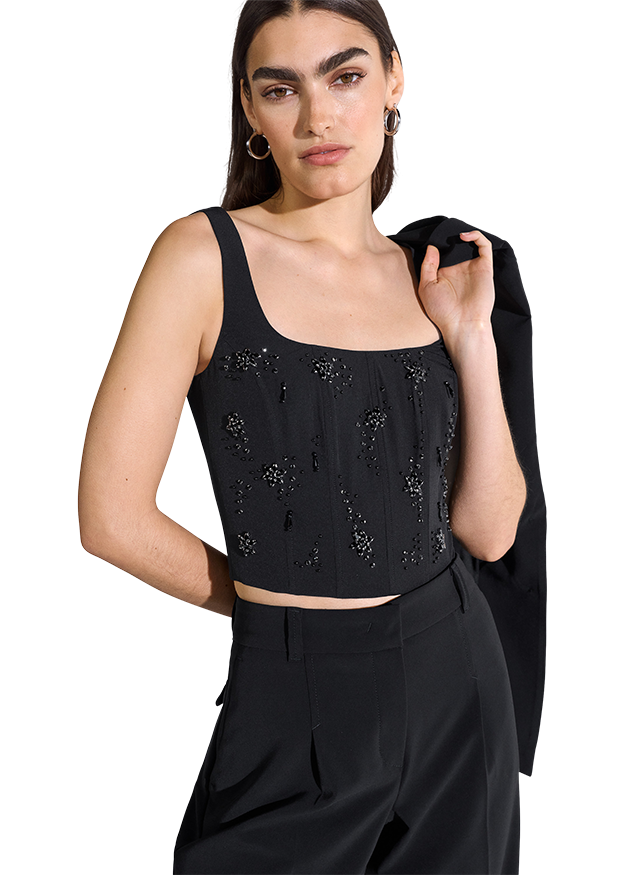 Corset With Pearl Details Black