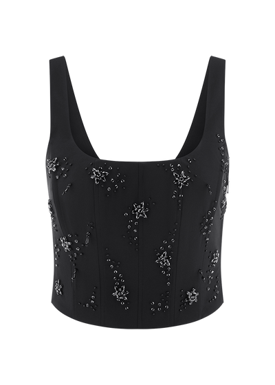 Corset With Pearl Details Black