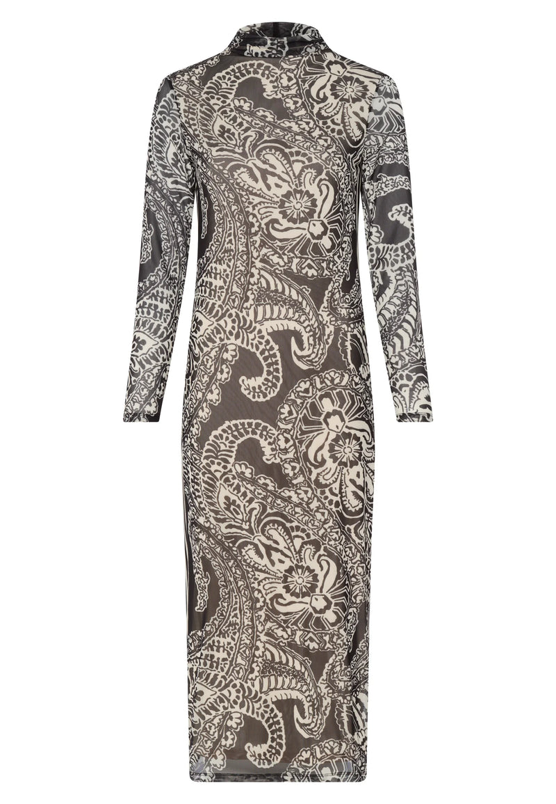 Blow-Up Paisley Print Dress Black
